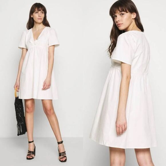 Madewell White Tie Front Poplin Mini Dress size 2 - Picture 1 of 16